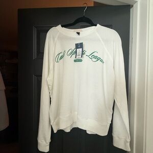 Universal Thread White Sweatshirt with Green Accents